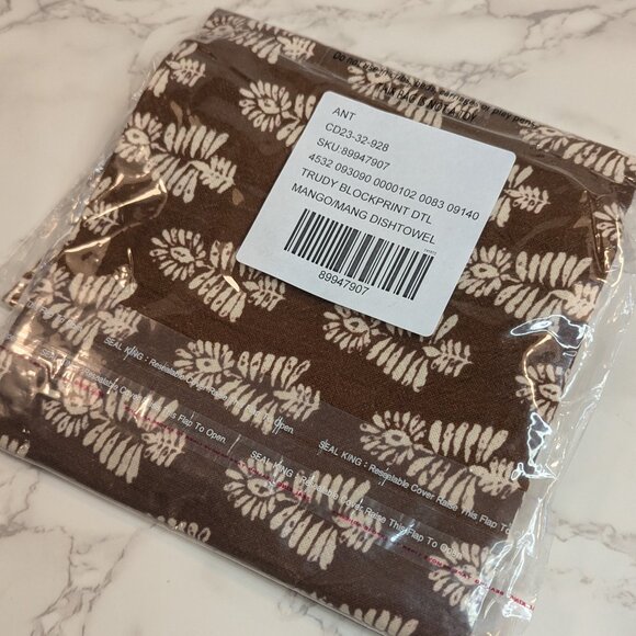 Anthropologie Trudy Block Print Dish Towel - Picture 2 of 5